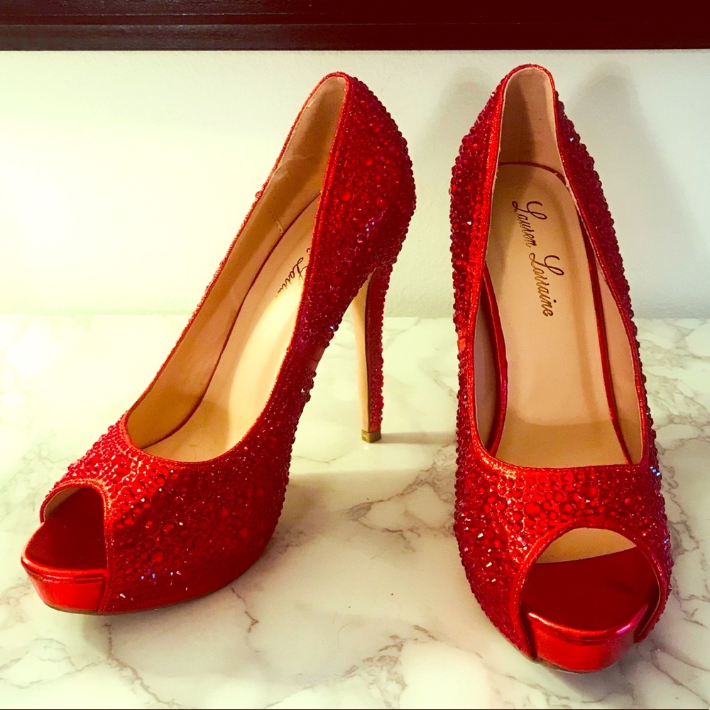 Sexy Bling Red Lauren Lorraine High Heels 8